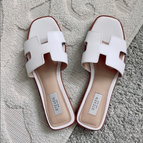 Steve Madden | Shoes | Steve Madden Hadyn White Leather Sandals 7 | Poshmark